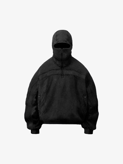 Retro Eye-Hood Design Zipper Hooded Sweatshirt