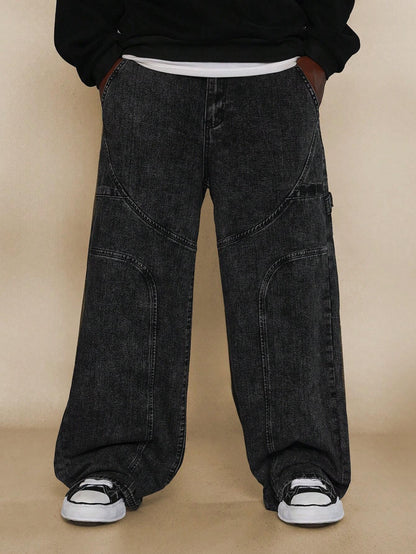 Calça SUMWON Denim Reta Anos 90 com Painéis Curvos