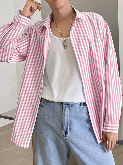 Camisa Joysei Social de Manga Longa Listrada