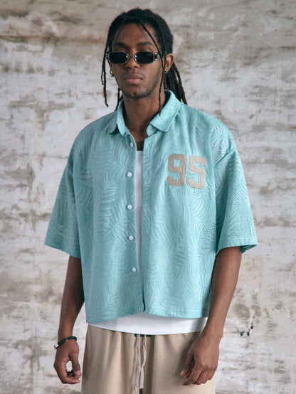 Camisa StreetEZ Manga Curta com Jacquard de Folhas Tricotada