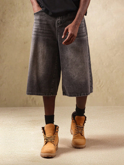 Shorts Denim Oversized de Perna Larga