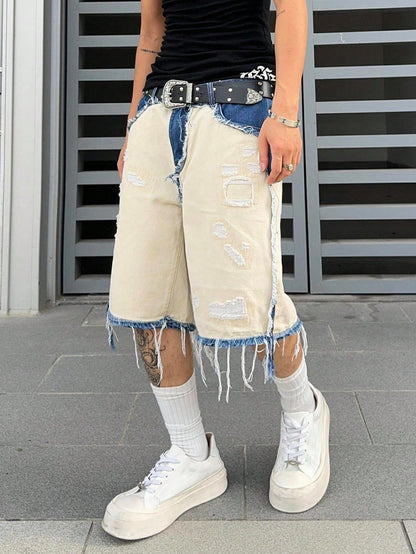 Shorts Denim Bege Punk Jeans
