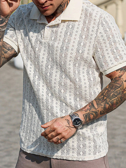 Camisa Polo Casual Geométrica Confort