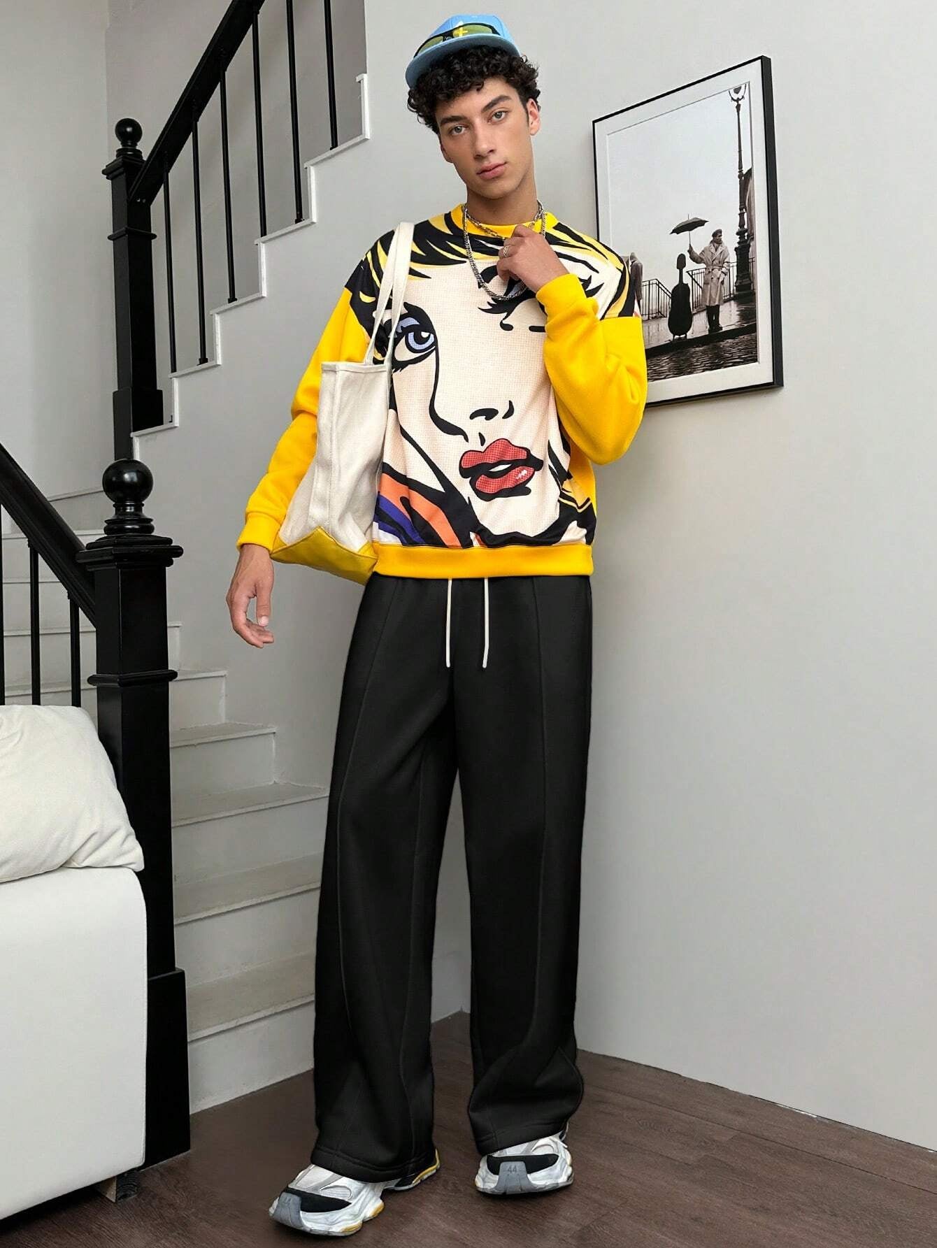 Calça Vintage Oversized Malha Estilo Y2K