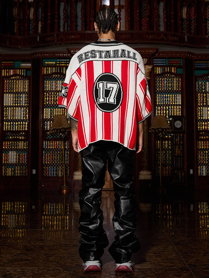 Camiseta Oversized Vintage Striped Baseball sleeved