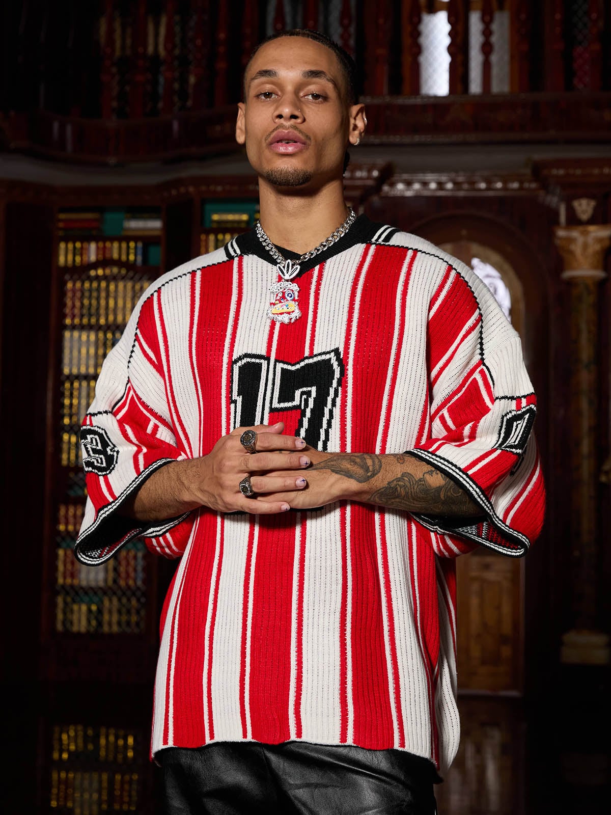 Camiseta Oversized Vintage Striped Baseball sleeved