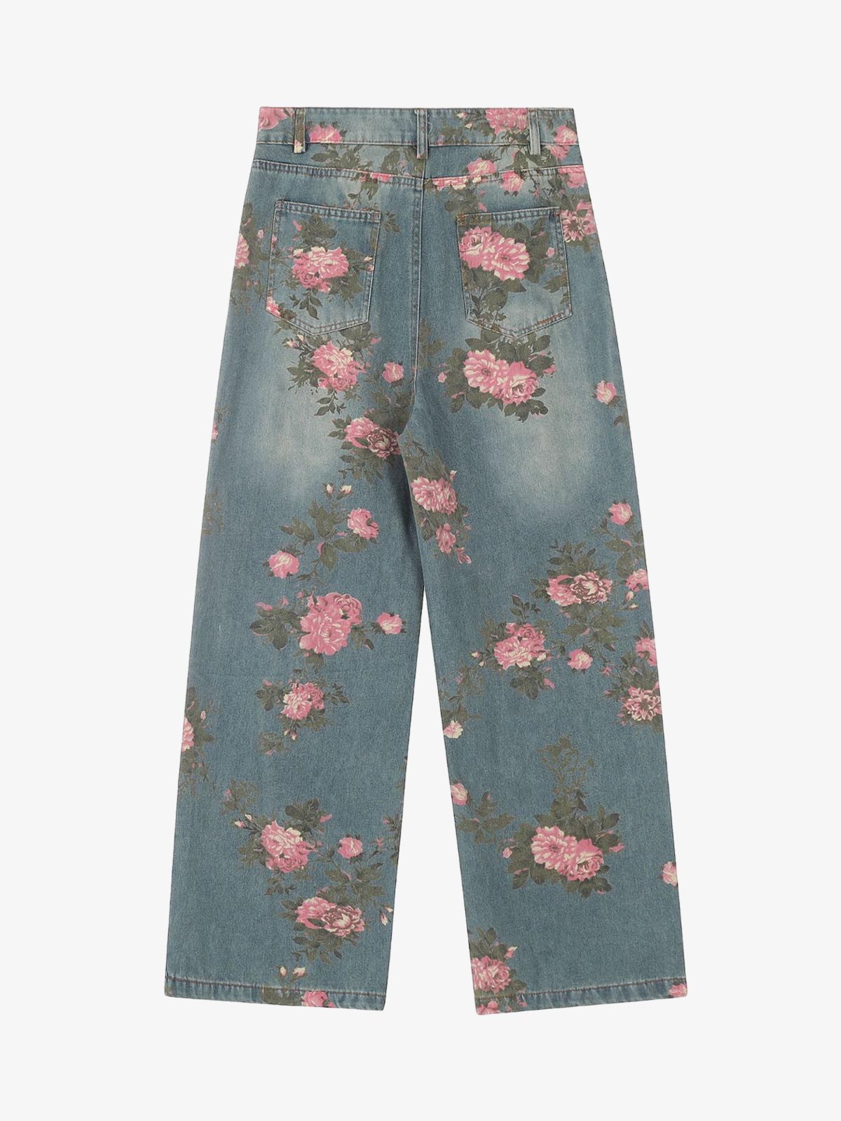 Calça Floral Rose Straight