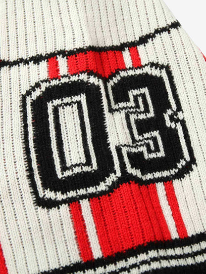 Thesupermade Vintage Striped Baseball Short-sleeved Knit Sweater - 2249