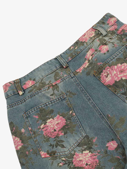 Calça Floral Rose Straight