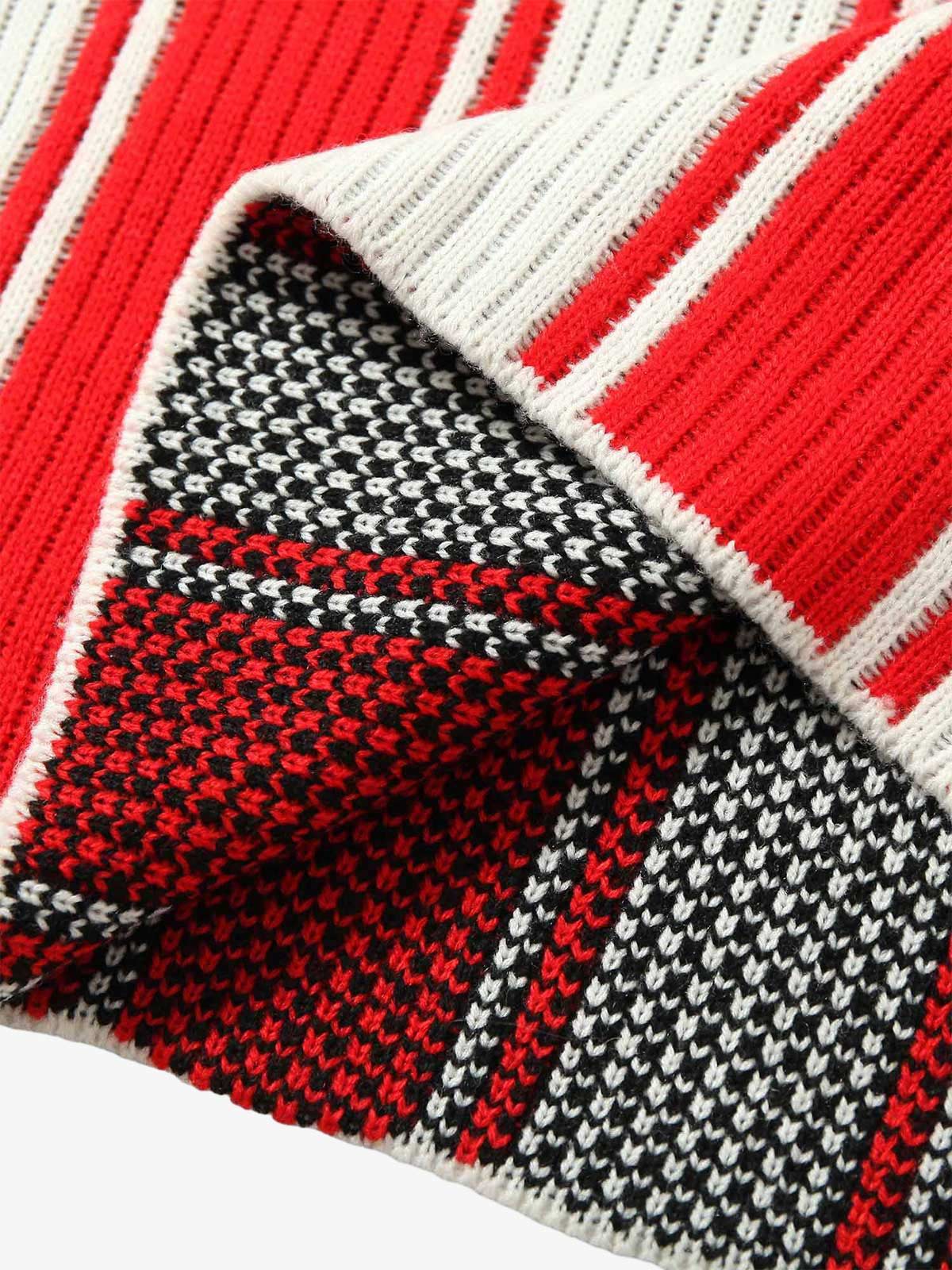 Thesupermade Vintage Striped Baseball Short-sleeved Knit Sweater - 2249