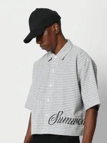 SUMWON Camisa Xadrez Ajustada com Bordado