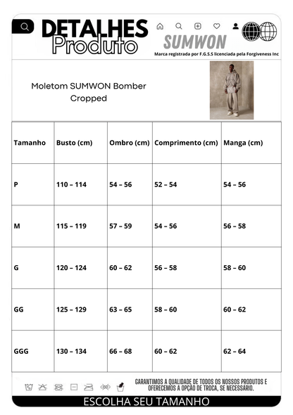 Moletom Bomber Crop Fit